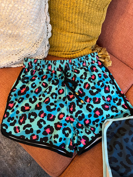 Hot Pink and Teal Leopard Everyday Shorts